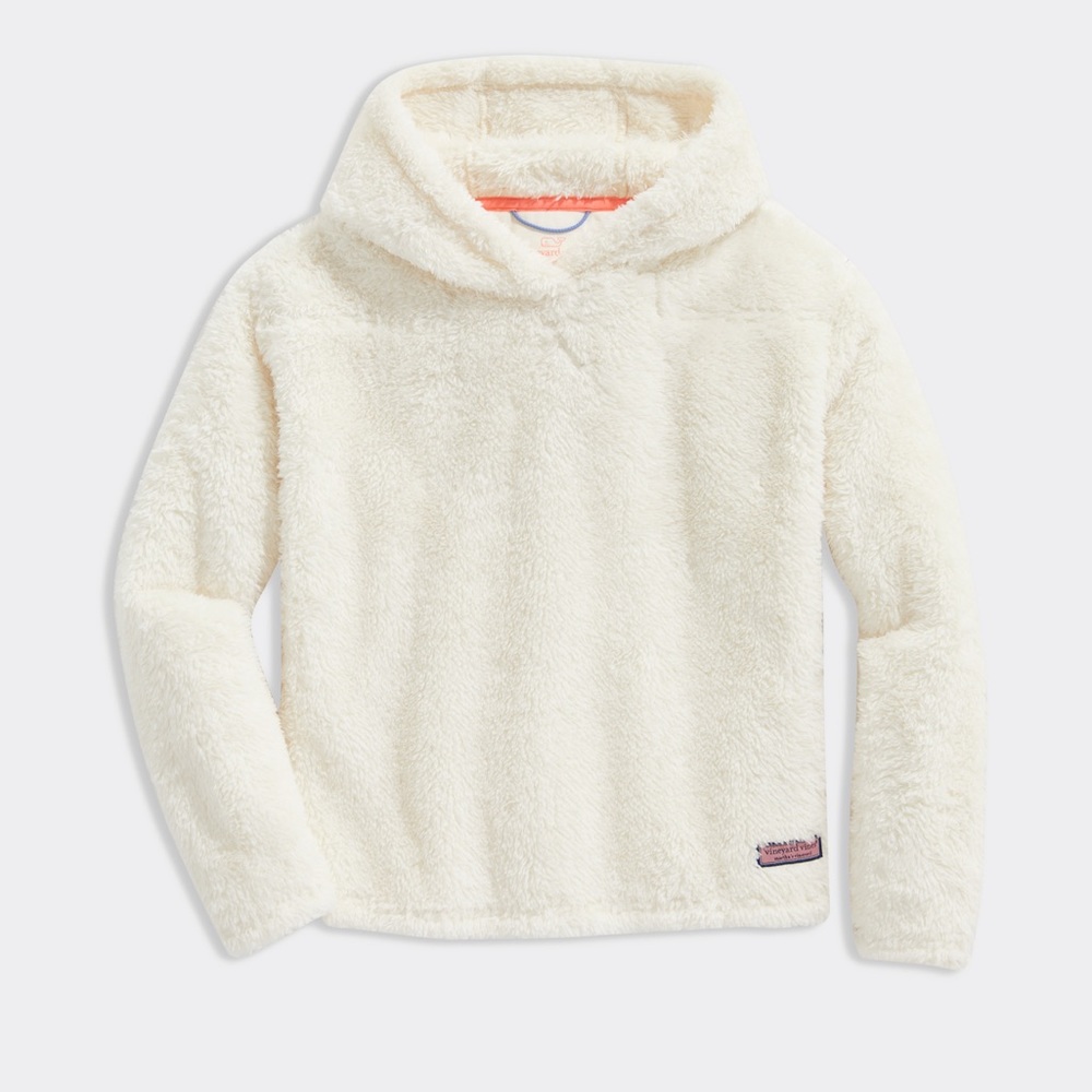Vineyard Vines Girls' Stillwater High Pile Shep Shirt Hoodie White
